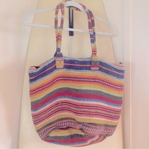 Billabong Jute Beach Bag - Multicolor Striped Tote
